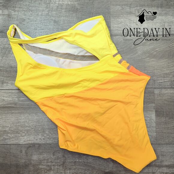 Adisputent One Shoulder Mesh One Piece Swimsuit Size XL - Picture 4 of 4
